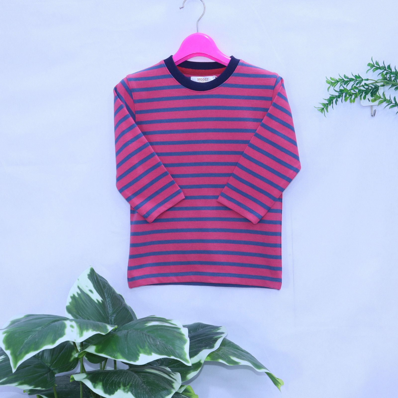 The Retro Pink & Navy Contrast Stripe Tee MODST Online Store